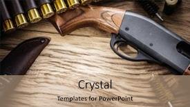  Presentation with pump - Slide deck consisting of hunting equipment - pump action shotgun background and a coral colored foreground