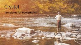  Presentation with fisherman - Presentation enhanced with hunting fishing - unidentifiable fly fisherman background and a gold colored foreground