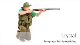  Presentation with police shooting a pistol - Slide deck enhanced with hunting targets - male hunter shooting background and a  colored foreground