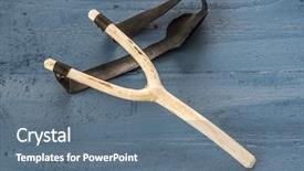  Presentation with hunting - Slides consisting of hunting targets - old slingshot on wooden table background and a ocean colored foreground