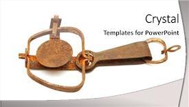  Presentation with hunting - Cool new PPT theme with hunting trap isolated on white backdrop and a white colored foreground