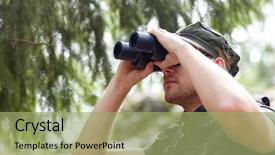  Presentation with hunting - Presentation theme consisting of hunting war army and people background and a mint green colored foreground