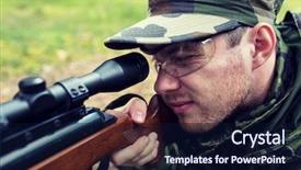  Presentation with hunting - Slide deck consisting of hunting war army and people background and a  colored foreground