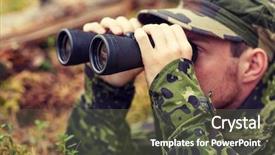  Presentation with hunting - Beautiful presentation theme featuring hunting war army and people backdrop and a dark gray colored foreground