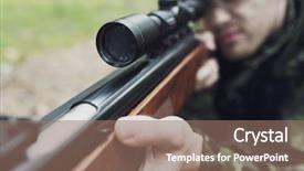  Presentation with hunting - Beautiful PPT theme featuring hunting war army and people backdrop and a coral colored foreground