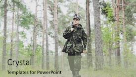  Presentation with hunting - Beautiful slides featuring hunting war army and people backdrop and a mint green colored foreground