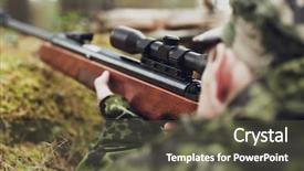  Presentation with hunting - Colorful theme enhanced with hunting war army and people backdrop and a dark gray colored foreground