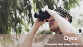  Presentation with hunting - PPT layouts featuring infantry - hunting war army and people background and a coral colored foreground
