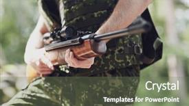  Presentation with hunting - Slide set enhanced with hunting war army and people background and a  colored foreground