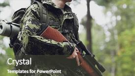  Presentation with hunting - Audience pleasing PPT theme consisting of infantry - hunting war army and people backdrop and a dark gray colored foreground