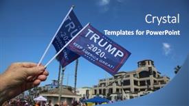  Presentation with trump - Presentation design consisting of huntington-beach-ca-usa-october background and a ocean colored foreground