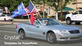  Presentation with trump - Presentation design consisting of huntington-beach-ca-usa-october background and a gray colored foreground