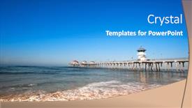  Presentation with huntington - PPT theme enhanced with huntington-beach-pier-during-early background and a gray colored foreground