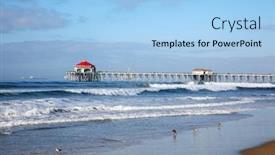  Presentation with huntington - Audience pleasing theme consisting of huntington-beach-pier-huntington-beach backdrop and a light blue colored foreground