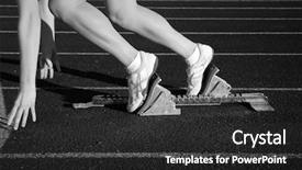  Presentation with competition - Cool new PPT theme with hurdle race - athlete getting ready backdrop and a dark gray colored foreground