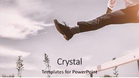  Presentation with racing - Beautiful slide set featuring hurdles - businessman jumping a hurdle while backdrop and a lemonade colored foreground