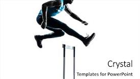  Presentation with running - Audience pleasing presentation design consisting of hurdles - one african man hurdler running backdrop and a white colored foreground