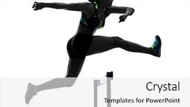  Presentation with african woman - Audience pleasing presentation theme consisting of hurdles - one african runner running hurdlers backdrop and a white colored foreground