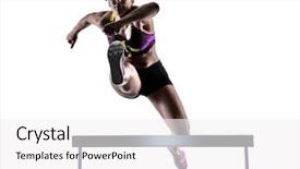  Presentation with african woman - Cool new presentation design with hurdles - one african runner running hurdlers backdrop and a white colored foreground