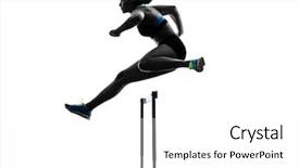  Presentation with african woman - Colorful presentation theme enhanced with hurdles - one african runner running hurdlers backdrop and a white colored foreground