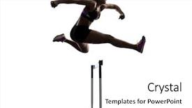  Presentation with running - Cool new presentation theme with hurdles - one african runner running hurdlers backdrop and a white colored foreground