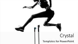  Presentation with sad woman silhouette - Beautiful slide deck featuring hurdles - one caucasian woman hurdlers hurdling backdrop and a white colored foreground