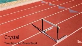  Presentation with college running track hurdle - Theme having hurdles - single hurdle on red sports background and a  colored foreground
