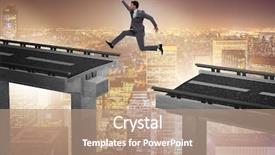  Presentation with bridge - Audience pleasing PPT theme consisting of hurdles - young businessman jumping backdrop and a coral colored foreground