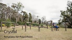  Presentation with obstacle course - PPT theme with hurdles during obstacle course background and a coral colored foreground