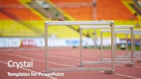  Presentation with tracks - Slide deck consisting of hurdles on race tracks background and a coral colored foreground