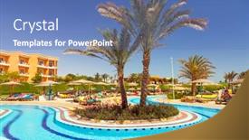  Presentation with hotels - Presentation design featuring market research information analysis concept background and a gray colored foreground