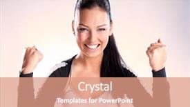  Presentation with champion - Beautiful slides featuring hurray - champion woman standing with fists backdrop and a  colored foreground