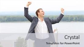  Presentation with rock minerals portrait - Slide set enhanced with hurray - portrait of a cheerful businessman background and a  colored foreground