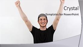  Presentation with rain and dark - Colorful slides enhanced with hurray - smiling young adult male backdrop and a  colored foreground