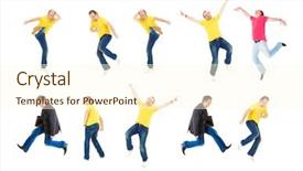  Presentation with win - Beautiful slide deck featuring hurray men win-win idea backdrop and a  colored foreground