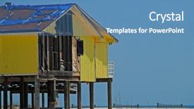  Presentation with hurricane - Presentation design consisting of hurricane damaged seaside home background and a teal colored foreground