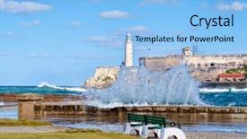  Presentation with crashing waves - Amazing slides having hurricanes caribbean - fortress and lighthouse of el backdrop and a light blue colored foreground