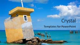  Presentation with hurricane - PPT theme enhanced with hurricanes caribbean - holbox island beach in mexico background and a light blue colored foreground