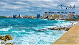  Presentation with caribbean - Cool new PPT theme with hurricanes caribbean - panoramic view of the havana backdrop and a light blue colored foreground