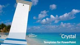  Presentation with maya - Theme having hurricanes caribbean - puerto morelos bent lighthouse beach background and a teal colored foreground