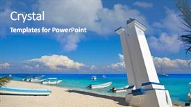  Presentation with lighthouse - Audience pleasing theme consisting of hurricanes caribbean - puerto morelos old bent lighthouse backdrop and a teal colored foreground