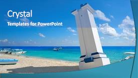  Presentation with lighthouse - Slide deck featuring hurricanes caribbean - puerto morelos old bent lighthouse background and a teal colored foreground