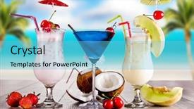  Presentation with blur - Audience pleasing PPT theme consisting of hurricanes caribbean - summer drinks with blur beach backdrop and a light blue colored foreground