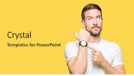  Presentation with handsome - Theme consisting of hurry pointing to watch time background and a yellow colored foreground