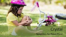  Presentation with group of three young girl - Slide deck having hurt child - young girl getting injured background and a tawny brown colored foreground