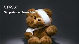  Presentation with bandages - Presentation theme enhanced with hurt-toy-teddy-bear background and a dark gray colored foreground