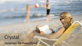  Presentation with beach ball - Amazing slide deck having husband and daughter play ball backdrop and a coral colored foreground