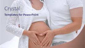  Presentation with folded heart - Theme consisting of husband-and-pregnant-wife background and a sky blue colored foreground