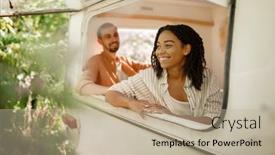  Presentation with wife - Audience pleasing slides consisting of husband-and-wife-looks-out backdrop and a mint green colored foreground