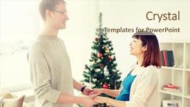  Presentation with pregnancy medicine healthcare and people - Colorful slides enhanced with husband at home at christmas backdrop and a  colored foreground